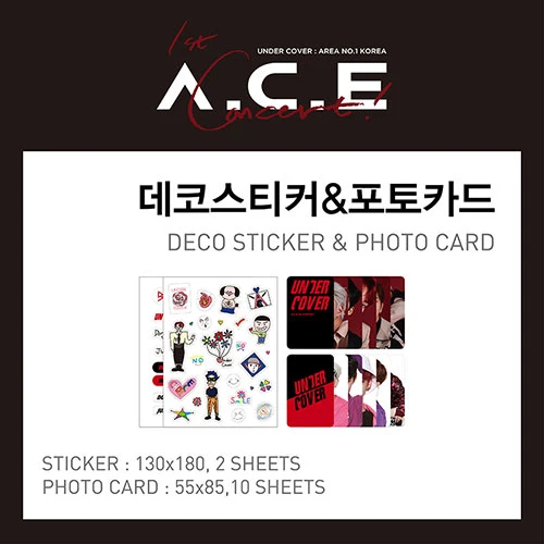 A.C.E UNDERCOVER DECO STICKER & PHOTO CARD SET OFFICIAL MERCH