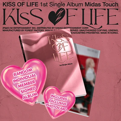 KISS OF LIFE 1ST SINGLE ALBUM MIDAS TOUCH PHOTOBOOK VER.    [RANDOM MEMBER SIGNED ALBUM]   |  INCLUDES EXCLUSIVE UNRELEASED SELFIE PHOTOCARD (RANDOM 1 OUT OF 8)