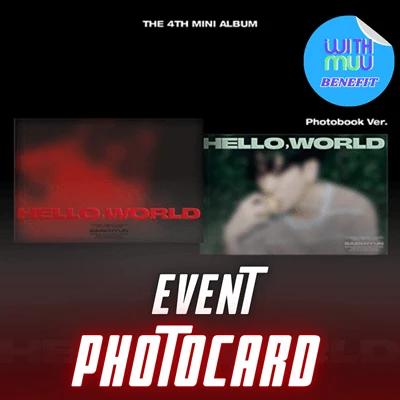 EXO BAEKHYUN  4TH MINI ALBUM   HELLO, WORLD   (PHOTOBOOK VER.)  -  2 ALBUMS SET   |   KPOP USA WITHMUU OFFICIAL PHOTOCARD INCLUDED (RANDOM 1 OUT OF 2)