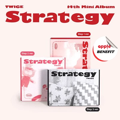 TWICE 14TH MINI ALBUM STRATEGY  -  3 ALBUMS SET  |   KPOP USA APPLE OFFICIAL PHOTOCARD (RANDOM 1 OUT OF 9) PER ALBUM + ADDED EXCLUSIVE GROUP PHOTO (SET ONLY)