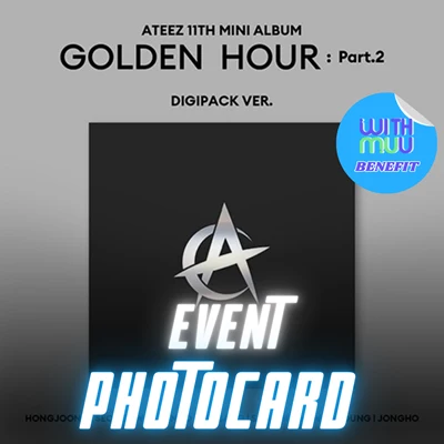 ATEEZ 11TH MINI ALBUM GOLDEN HOUR PART.2   (DIGIPAK VER.)    |  KPOP USA WITHMUU OFFICIAL PHOTOCARD  (RANDOM 1 OUT OF 8) PER ALBUM